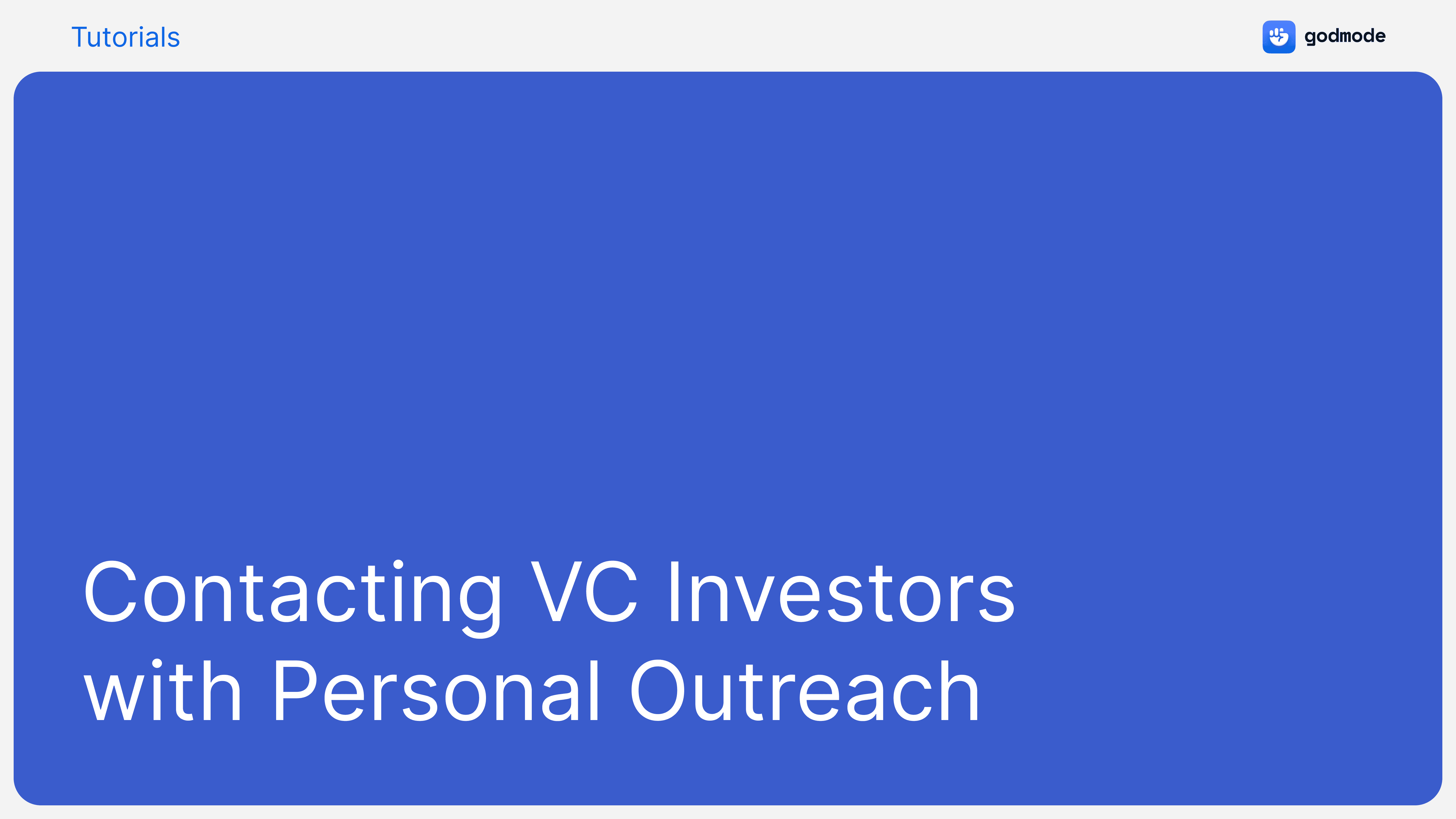 Contacting VC investors